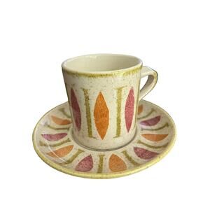 Vintage‎ Red Wing Pottery Pepe Cup & Saucer Lot MCM, Mod